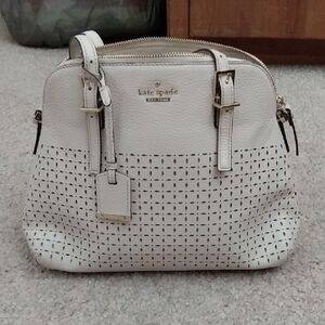 Kate Spade  Perforated Leather Handbag/Satchel Cream/Beige .... EUC